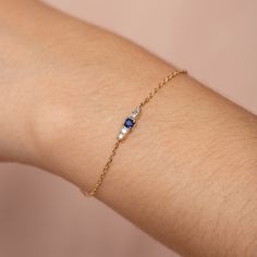 Blue Sapphire Diamond Bracelet 14K Gold - September Birthstone Birthday Gift for Her with Natural Gemstones D E T A I L S ● Metal: 14K solid gold, 14K white gold or 14K rose gold ● Gemstone: Blue Sapphire 0.13ct, Diamonds 2mm and 1.6mm 0.102 ct total, Brilliant Cut ● Length: 7 inches (18 cm) H O W ∙ T O ∙ O R D E R Choose from the drop-down menu the available options (Metal) and leave us a note for any special requirements. G I F T S All our pieces are delivered beautifully packaged and gift rea Blue Sapphire Bracelet, Diamond Pendants Designs, Hand Accessories, Daily Jewelry, Bracelet Dainty, Bracelets Gold Diamond, Blue Sapphire Diamond, Classy Jewelry, Valentines Day Gifts For Her