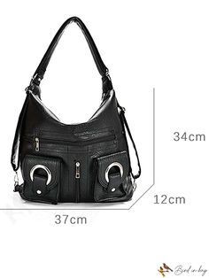 BirdinBag - Stylish PU Shoulder Tote Bag with Spacious Capacity - 1 Piece Multifunctional Large Capacity Crossbody Shoulder Bag, Multifunctional Shoulder Bag For Everyday Use, Multifunctional Bags For Everyday Use, Everyday Use Multifunctional Bag, Versatile Bags With Zipper Pocket For Daily Use, Multifunctional Bags For School, Large Capacity Handheld Hobo Bag For Travel, Black Handheld Bag With Zipper Pocket, Multifunctional Crossbody Bag With Zipper Pocket