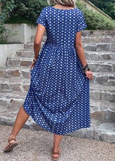 Blue A Line Dress, Line Dress, Geometric Print, Fashion Games, Dresses For Sale, A Line Dress, Dark Blue, A Line, On Sale