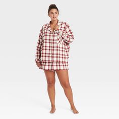 This Long-Sleeve Top and Shorts Pajama Set from Auden™ is perfect for winding down and getting some rest. The sleep set includes a long-sleeve shirt with a notched collar, chest patch pocket and full-length button-down front, and a pair of matching pajama shorts with elastic waistband. Made of 100% cotton, the flannel PJ set helps you enjoy a good night's sleep in absolute comfort. Auden™: Comfort true to every shape & hue. Cozy Plaid Long Sleeve Sleepwear, Cozy Long Sleeve Plaid Sleepwear, Plaid Sleepwear For Pajama Party In Fall, Cozy Plaid Sleepwear For Loungewear, Cozy Plaid Sleepwear Loungewear, Plaid Long Sleeve Sleepwear With Relaxed Fit, Plaid Relaxed Fit Sleepwear For Loungewear, Comfortable Plaid Sleepwear For Loungewear, Plaid Relaxed Fit Sleepwear For Fall