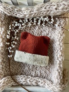 This adorable Knit Fox Hat is sure to keep your baby's head cozy during those cold months! The neat thing about this beanie is it is a grow with me hat. It can fit anywhere from newborn to approximately 5 months just by adjusting the brim. For newborns, just fold up the brim to the size you need - and as baby grows, adjust brim as needed or completely unfold the brim to get the full size. See photos for the different wearable styles. This hat was made using 100% acrylic yarn We are unable to acc Fox Beanie, Knit Fox, Infant Hat, Fox Hat, Crochet Toddler, Girl Beanie, I Love This Yarn, Newborn Hat, Hat Baby