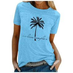 Women Live Simply Coconut Print Beach Graphic T Shirt Top Features: Material: This gardening t shirt for women is soft and skin-friendly, We use comfortable and breathable material, is soft to it, high-quality will give you the experience! Cute Design: Gardener shirts for women, gardening lover shirts top, hoeing ain't easy print letter shirt, ladies farmer shirt tops, lover graphic tee, chic crew neck design and loose fit short sleeve blouse tops is suitable for all season. Occasion: Womens gar Long Sleeve Layering, Casual Blouse Shirts, Ladies Tops Blouses, Farmer Shirt, Short Sleeve Tunic Tops, Workout Tops For Women, Women Shirt Top, Gardening Shirts, Compression Shirt