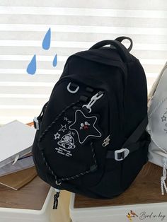 Bird in Bag - Embroidered Classic Backpack Design with Bag Trendy Embroidered Backpack, Casual Embroidered Backpack For Students, Casual Embroidered Student Backpack, Trendy Embroidered Backpack For Travel, Trendy Embroidered School Backpack, Trendy Embroidered Backpack For Everyday Use, Embroidered Everyday Bags For Back To School, Back To School Everyday Embroidered Bags, Casual Embroidered Backpack For Daily Use