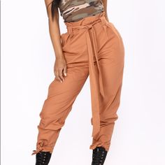 Never Been Worn Fashion Nova Cargo Pants. Tags Included. *High-Rise * Woven Fabric * No Stretch * Oversized Fit * Front Closure Bottoms * Cinch Waist * Pull Tie Waist * Skinny Leg * Ankle Tie * High Waisted - Cargo Pants - Camo Pants - Camouflage Pants * 100% Cotton Brown Parachute Pants For Fall, High Waist Brown Parachute Pants For Fall, High-waist Brown Parachute Pants For Fall, Trendy Paperbag Waist Bottoms For Fall, Brown Ankle-length Cargo Pants For Fall, Brown Ankle-length Fall Cargo Pants, Brown Paperbag Waist Bottoms For Work, Fall Paperbag Waist Pants For Day Out, Fall Day Out Paperbag Waist Pants