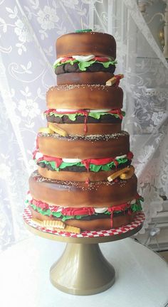 a cake made to look like a giant hamburger