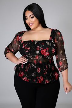 Plus Size Off The Shoulder Top, Plus Size Baddie Outfits, Curvy Jeans, Top Summer, Plus Size Top, Rose Print, Summer Top