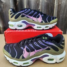 Nike Air Max Plus Sku : Dx3093 001 Gs 5y Women's 6.5 *Please Be Sure To Look At All Pictures Before Purchasing This Item!* This Shoe Is Brand New And Has Never Been Worn. Shoes Are Size “Number” Us. The Shoes Are In The Original Box With No Lid. Please Allow 1-2 Business Days For Item(S) To Be Shipped From Purchase Date. All Of The Items I Sell Are 100% Authentic. Pictures Are Taken To The Best Of My Ability To Make Sure You Clearly Know What You Are Getting. All My Pictures Are Of The Actual Pr Green Nike Air Max With Round Toe, Black Nike Air Max Low-top For Outdoor, Black Low-top Nike Air Max For Outdoor, Casual Nike Air Max For Outdoor, Green Nike Air Max Running Shoes With Round Toe, Black Nike Air Max With Boost, Nike Air Max Black Shoes With Boost Midsole, Green Nike Air Max For Streetwear, Green Low-top Nike Air Max