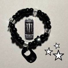 #kandi #bracelet #ponybead #monsterenergy #plur #emo Bottle Tab Bracelet, Invader Zim Kandi Bracelet, Monster Energy Bracelet, Simple Kandi Bracelets, Dark Bracelet Ideas, Emo Bracelets Diy, How To Make Kandi Bracelets Tutorials, Unhinged Bracelet Ideas, Scene Kandi Singles