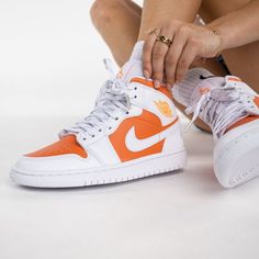 WMNS Air Jordan 1 Mid SE "Bright Citrus" Wmns Air Jordan 1, Air Jordan 1 Mid Se, Air Jordan Sneakers, White And Orange, Mid Top, Air Jordan 1 Mid, Orange Leather, Jordan 1 Mid, Sneakers Online