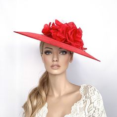 This stunning RED hat is decorated with two beautiful flowers and osrich spines. This red hat is perfect for the Kentucky derby, Ascot races, weddings or any special occasion. It is mounted on a headband that allows to tilt the fascinator to the liking of each one. If you can choose the side of the head were you like to wear the fascinator, can send me a mail. ** PROCESSING TIME: 5 -7 business days. ** DELIVERY TIME (DHL Express): 2-4 business days to EEUU, 1-2 to Europe and 3-5 to Australia. Fo Luxury Red Mini Hat For Kentucky Derby, Red Derby Hat, Cute Cheap Red Hats, Red Summer Hats For Garden Party, Royal Ascot Evening Top Hat, Brimmed Headpiece For Royal Ascot, Red Curved Brim Fascinator For Garden Party, Red Hats For Spring Garden Party, Wide Brim Headpiece For Kentucky Derby Evening