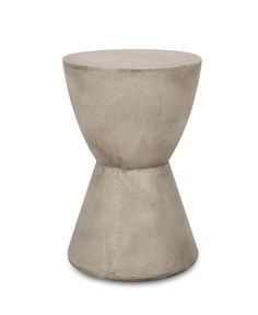 the concrete stool is made from cement and has a round base with an open end