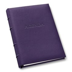 a purple agenda book with the word agenda on it