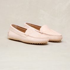 The Felize - Shell Pink - Suede - M.Gemi Classic Spring Loafers With Suede Lining, Formal Spring Moccasins With Suede Lining, Spring Leather Loafers With Suede Lining, Elegant Moccasins With Suede Lining For Spring, Elegant Spring Moccasins With Suede Lining, Chic Moccasins With Calf Leather And Leather Sole, Luxury Suede Loafers For Spring, Luxury Spring Loafers With Stitched Sole, Luxury Leather Moccasins For Spring