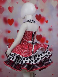 "Three Layer Valentine Dress with Plaid Hearts and attached Tutus Perfect as a Valentine Pageant Dress Valentine Pageant Casual Wear Valentine Pageant Outfit Girls OOC, Outfit of Choice My Fancy Party Dress features a Ruffle Style Halter with an Adjustable Corset Back to make the perfect Grow With me Style! Let me know if you would like any matching Hair, Sock or Dress Bows Yes you read that right, this over the top dress has 3 Skirts and 2 Tutus The first two tutus are attached the big bottom o Red Dresses With Fitted Bodice For Dressmaking, Red Ruffled Dress For Pageant, Red Fitted Costume Party Set, Red Fitted Sets For Costume Party, Fitted Red Costume Set, Red Dress With Fitted Bodice For Costume Party, Red Fitted Costume Set, Red Fitted Bodice Dress For Costume Party, Fitted Dress With Sweetheart Neckline For Valentine's Day