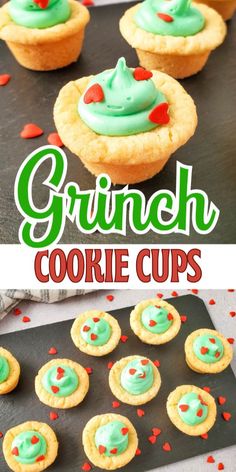 cookies with green frosting and sprinkles on top