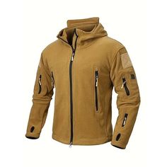 Season:Fall  Winter; Fabric:Polyester; Sleeve Length:Long Sleeve; Gender:Men's; Style:Casual,Fashion,Streetwear; Occasion:Vacation,Daily,Going out; Outerwear Length:Regular; Placket:Zipper; Function:Thermal Warm; Pattern:Plain; Design:Pocket,Fleece; Neckline:Hooded; Outerwear Type:Fleece Jacket,Tactical Jacket,Military Jacket; Listing Date:10/10/2024; Bust:; Length:; Shoulder Width:; Sleeve: Plain Fashion, Khaki Military Hooded Jacket For Outdoor, Military Style Hunting Outerwear With Flap Pockets, Mens Fleece Jacket, Tactical Jacket, Camouflage Military Outerwear With Pockets, Military Camouflage Outerwear With Pockets, Military Hunting Outerwear With Pockets, Streetwear Mode