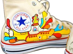 Beatles Shoes, Painted Converse, All Star Sneakers, Custom Shoes Diy, Diy Sneakers, Converse Chuck Taylor White, Painted Sneakers, Yellow Sneakers, White Converse