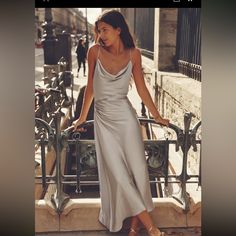 New With Tags Silver Satin Dress, Silver Midi Dress, Zara Satin Dress, Zara Midi Dress, Asymmetrical Midi Dress, Satin Midi Dress, Vestido Casual, Silver Dress, Knit Midi Dress