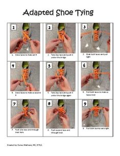 A step-by-step visual for an easy shoe tying method! Shoe Tying, Tie Shoes, Educational Materials, Step By Step