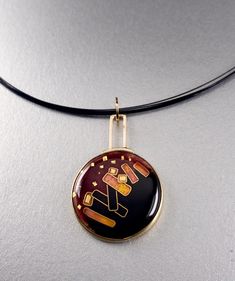 One of a kind 24K gold cloisonné pendant set into 22K bezel with 14K gold bail, closed sterling silver back, neck wire is NOT included, pendant measures 1.75" long, 1" diameter enamel.  *please use my contact page to request additional details or photos Terracotta Jewellery Making, Engraved Pencils, Cloisonne Enamel Jewelry, Gold Silver Necklace, Terracotta Jewellery, Contact Page, Artful Home, Cloisonne Enamel, Bezel Pendant