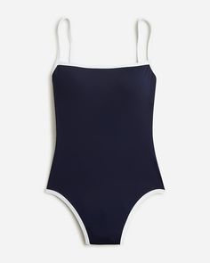 Shop  for the Squareneck one-piece swimsuit with contrast trim for women. Find the best selection of women womens-categories-clothing-swimwear available in-stores and on line. Swimwear With Contrast Stripes For Beach Season, Beachwear Swimwear With Contrast Stripes, Striped Beachwear Bodysuit For Poolside, Striped Bodysuit For Poolside Beachwear, Striped Swimwear With Adjustable Straps For Pool, Summer Swimwear With Contrast Stripes For Swimming, Summer Swimwear With Contrast Stripes, Fitted Contrast Stripes Swimwear For Beach, Beachwear Swimwear With Contrast Stripes For Pool