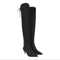 Size 6, New Without Box. An Over-The-Knee Silhouette Maximizes The Modern Drama Of This Sleek Kitten-Heel Boot. Sizing: True To Size. M=Standard Width. Pointed Toe Textured Construction Thigh High Style Back Tie Detail Pull-On Style Partial Side-Zip Closure Approx. 2" Heel Fitted Black Boots With Flat Heel, Kitten Heel Thigh High Boots, Chic Black Synthetic Knee-high Boots, Classic Black Knee-high Boots With Sculpted Heel, Medium Width Faux Leather Knee-high Boots With Pointed Toe, Black Knee-high Boots With Pointed Toe And Medium Width, Thigh High Stiletto Boots, Kitten Heel Boots