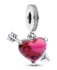 in stock Pandora Red, Pink Charm, Charms Pandora, Bracelet Pandora, Bottle Jewelry, Heart Crafts, Heart With Arrow, Dangle Charms, Sterling Silver Heart