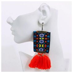 Weekend Festivities Are More Fun With A Boost Of Color. Add Flair To Any Basic Look With This Burst Of Color. Orange & Blue Vintage Tassel Earring Setblack, Orange, And Blue Fabric Tassel Earring Set 5.5" Drop (0.2oz Each 0.4oz Total Weightlight Weight Earring Set) ****This Item Is Fashion Jewelry**** Blue Bohemian Tassel Earrings, Bohemian Blue Fringe Tassel Earrings, Blue Fringe Earrings For Festivals, Multicolor Tassel Earrings With Latkans For Summer, Multicolor Tassel Earrings For Festival, Multicolor Latkans Tassel Earrings For Summer, Blue Tassel Beach Earrings, Blue Bohemian Tassel Earrings For Summer, Bohemian Blue Tassel Earrings For Summer