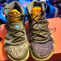 Barely Used 9/10 Condition Kyrie 5, 9 And 10, Nike Men, Nike Shoes, Athletic Shoes, Men's Shoes, Man Shop, Nike, Yellow