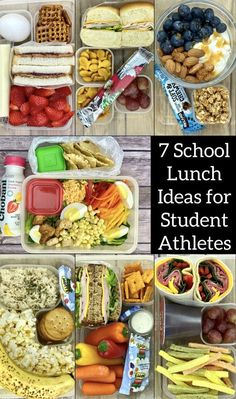 This is a photo of the 7 different school lunch ideas described in the article or post. Lunch Recipes For Two, Lunch Recipes At Home, Athlete Meal Plan, High Protein Lunch Ideas, Athlete Food, School Lunch Recipes, Quick Lunch Recipes, Protein Lunch, School Lunch Ideas