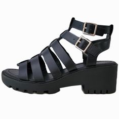 Junky Black Gladiator Sandals Elevate Your Summer Wardrobe With These Black Gladiator Sandals. Featuring Multiple Adjustable Straps For A Secure And Comfortable Fit, These Sandals Are Perfect For Casual Outings Or Dressing Up Your Favorite Outfit. Size: 8 Condition: New Color: Black Material: Faux Leather With A Rubber Sole Details: Velcro Faux Buckle Closure *Does Not Come With Original Box* From A Smoke-Free Home. Feel Free To Ask Questions Or Bundle For Discounts! Black Edgy Wedge Sandals For Summer, Edgy Synthetic Sandals For Summer, Edgy Beach Sandals In Synthetic Material, Edgy Synthetic Sandals For The Beach, Edgy Synthetic Sandals For Beach, Edgy Closed Toe Sandals For Summer, Edgy Closed Toe Summer Sandals, Strapped Heels With Buckle Closure For Summer, Black Strappy Wedge Sandals For Vacation