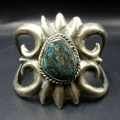 (eBay) Vintage Sand Cast Sterling Silver BISBEE TURQUOISE Cuff BRACELET 86g Bone Bracelet, Bisbee Turquoise, Bones Bracelet, Vintage Native American Jewelry, Navajo Bracelet, Turquoise Bracelet Cuff, Turquoise Cuff, Sterling Silver Cuff Bracelet, Vintage Navajo