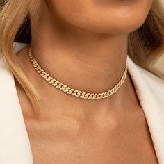 Our go to necklace for day-to-night outfits. The 14K Gold plated adjustable Cuban Necklace choker can be worn as both a necklace and choker, to suit your vibe and style of the day. Cuban Link Choker, Cuban Choker, Eternity Bracelet, Cuban Necklace, Bullet Necklace, Hamsa Pendant, Vintage Diamond Rings, Black Diamond Ring, Gold Choker