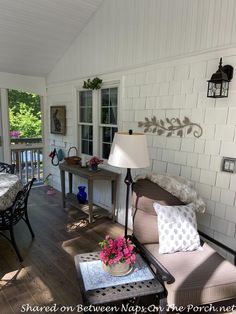 the porch is clean and ready to be used for relaxing time in the summertime