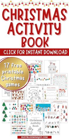 christmas activity book for kids with free printable games and activities to help them learn how to