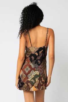 STYLED BY ALX COUTURE MIAMI BOUTIQUE WOMENS DRESS BROWN Brown Tapestry Tank Dress Bohemian Sleeveless Mini Dress With Adjustable Straps, Bohemian Mini Dress With Adjustable Straps, Sleeveless Slip Dress For Fall, Fall Season Sleeveless Slip Dress, Fitted Sleeveless Slip Dress For Fall, Sleeveless Dress With Adjustable Straps For Fall, Sleeveless Dresses With Adjustable Straps For Fall, Multicolor Sleeveless Mini Dress For Fall, Sleeveless Multicolor Mini Dress For Fall