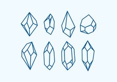 six blue diamond shapes on a white background