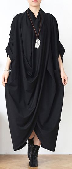 DIY v neck asymmetric cotton clothes Fabrics gray Maxi Dresses Gray Maxi Dresses, Sewing Dresses For Women, Spring Fashion Dresses, Cocoon Dress, Modern Hijab Fashion, Grey Maxi, Cotton Clothes, Grey Maxi Dress, Hijab Fashion Inspiration