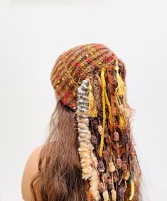 Fringe Hat, Brown Yarn, Fringe Fashion, Boho Fringe, Long Fringe, Long Fringes, Slouchy Beanie, Earring Findings, Knit Hat