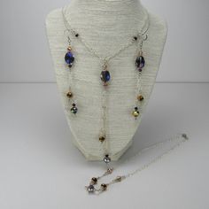 This jewelry set comes with 3 pieces. Earrings are 4 1/4 inches long, choker is 16 inches, and the lariat style necklace is 20 inches with an additional 5 inches of dangles. Inspired by Michelle it's beautiful crystal beads reflect purple and blue. Lariat Style Necklace, Necklace Layered, Handmade Earring, Gifts For My Wife, Wedding Jewelry Sets, Faceted Crystal, Style Necklace, Star Necklace, Victorian Style