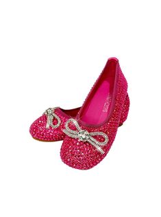 Lola + The Boys Footwear Hot Pink Sparkle Ballet Flats Hot Pink Flat Shoes, Pink Pointed Toe Ballet Flats For Party, Pink Bow Flats, Hot Pink Flats, Elegant Pink Ballet Flats With Bow, Luxury Crystal-embellished Ballet Flats For Party, Crystal Hoodie, Sequin Hoodie, Unicorn Hoodie