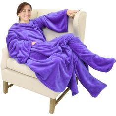 Catalonia snuggle style TV blanket with sleeves and feet pockets is super plushy, cozy wearable throw keep you stay warm and cozy from head to toe all year. It has front pouch, sleeves, built-in feet pockets to keep you warm and allows complete freedom of movement. You can wear it while you are reading, playing, watching TV on bed, sofa etc. Care Instructions: Machine wash in cold water. Oversize 75" x 53", one size fits most adult. It is available in different colors to choose. Comes in storage bag for wearable blanket packaging, perfect for holidays gift, Mother Day's Gift, Thanksgiving gift, Christmas gift. Package Including: 1x Wearable throw blanket with sleeves & feet pockets Blanket With Arms, Blanket With Sleeves, Mother Days Gift, Soft Legs, Snuggle Blanket, Hoodie Blanket, Wearable Blanket, Hooded Blanket, Oversized Hoodie