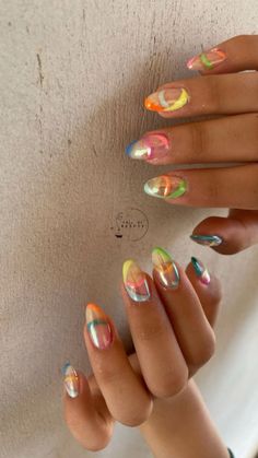 Hangout Fest Nails, Cute Funky Nails Summer, Stylish Acrylic Nails, Trendy Acrylic Nails, Nails Coffin Short, Girly Acrylic, Spring Acrylic Nails, Hippie Nails, Girly Acrylic Nails