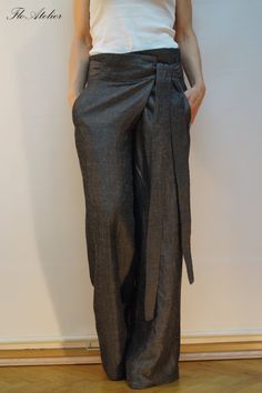 Loose Linen Pants, Maxi Pants, Grey Pants Casual, 가을 패션, Grey Pants, Looks Style, White Tank Top, White Tank, Linen Pants