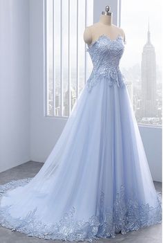 Light Blue Ballgown, Dress Biru, Light Blue Ball Gown, Blue Gowns, Princess Fantasy, Ballroom Gowns, Blue Prom Dresses, Magical Dress, Gown Blue