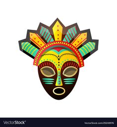 an african mask with colorful designs on it's face stock photo, images and royalty