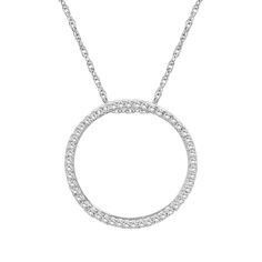 Accented with a circle of shimmering diamonds, this Jewelexcess pendant necklace complements your attire beautifully. Click on this JEWELRY & WATCHES GUIDE to learn about fit, styles, materials and more! Accented with a circle of shimmering diamonds, this Jewelexcess pendant necklace complements your attire beautifully. Click on this JEWELRY & WATCHES GUIDE to learn about fit, styles, materials and more! FEATURES Chain type: rope Nickel free Metal: sterling silver Plating: rhodium Finish: polish Halo Diamond Jewelry With Round Cut, Round Cut Diamond Jewelry With Halo Detail, Diamond Round Pendant Necklace With Pave Setting, Diamond Pave Setting Round Pendant Necklace, Diamond Necklace With Pave Setting In Round Pendant, Dazzling Diamond Necklace With Pave Setting, Classic Diamond Necklace With Halo Detail, Classic Diamond White Necklace With Halo, Formal Round Diamond Necklace With Single Cut Diamonds