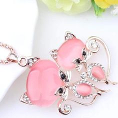 Cat Pendant Jewelry For Women | Pink Crystal Cat Charm Necklace – CatCurio Pet Store Pink Alloy Jewelry Gift, Elegant Pink Rhinestone Necklace Gift, Elegant Pink Rhinestone Necklace For Gift, Pink Alloy Necklace For Party, Pink Alloy Party Necklace, Elegant Cat Design Jewelry For Party, Gold Jewelry With Cat Design For Party, Elegant Pink Alloy Necklace, Elegant Party Jewelry With Cat Design