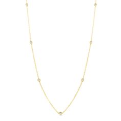 Not your average chain, this long necklace stands out from the rest with lustrous stationed diamonds. Made in responsibly sourced 14K plated yellow gold for everyday wear with proper care. Stone: Set with conflict-free diamond accents. Stone Size: 4 x 4 mm Chain Length: 36 in. White Gold Hoops, Necklace Stand, Bold Rings, Station Necklace, Pendant Bracelet, Cuff Earrings, Silver Diamonds, Conflict Free Diamonds, Necklace Designs