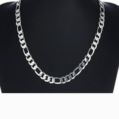 New Unisex Men's Or Women's Chain Made Of Real 18k White Gold Over Sterling Silver, And It's A 20" Beautiful Fiagro Necklace Retail Price Was $365.00 Bundle 2 Or More Items For A 20% Discount L 7.5mm Real 18k White Gold Over Sterling Silver 20" Length Please View All Photos And Ask Any Questions Before Purchasing. Thank You I Will Ship The Next Business Day Peek At The Other Items Listed Gold Neck Chain, Figaro Necklace, Neck Chain, Mens Accessories Jewelry, Mens Gold, Necklace Chain, Chains Necklace, Size 20, Silver Gold